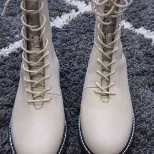J. Crew Cream Lace-Up Women's Boots